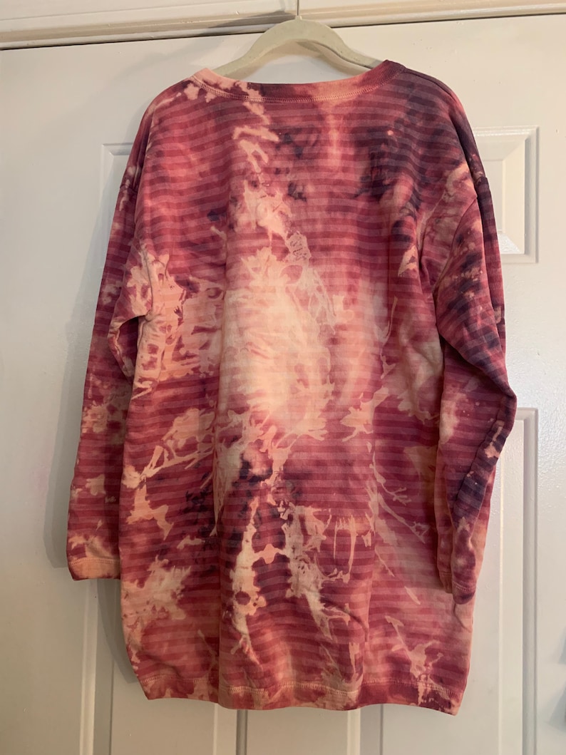 purple and pink and white acid washed tie dye vintage women\u2019s sweatersweatshirt tunic duster or cardigan