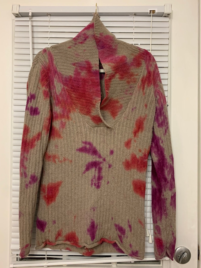 acid washed tie dye vintage sweater brown and red and purple and pink