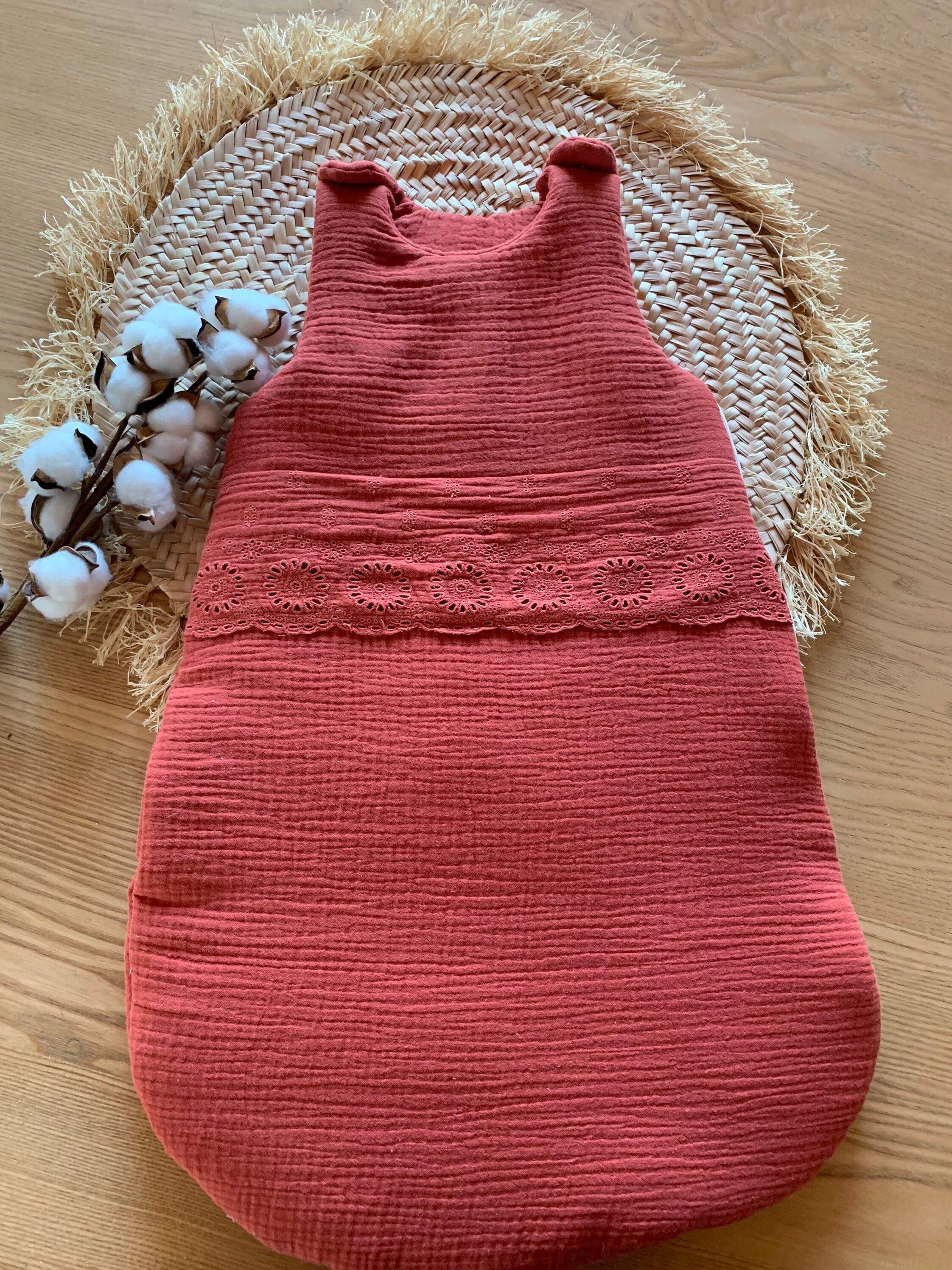 Gigoteuse/Turbulette Hiver Double Gaze Brodé Tomette 3/6 Mois 65 cm