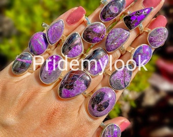 Natural Sugilite Rings, Wholesale Sugilite Rings, Sugilite Bulk Rings, Statement Ring,925 Silver Plated Ring, Wholesale Jewelry Bulk Sale!