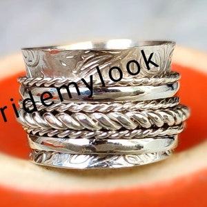 SPINNER Ring - 925 Sterling Silver Meditation Ring - Real Silver Ring for Friend - UNISEX Spinner Ring - Spiritual Gift Idea - Cyber Sale