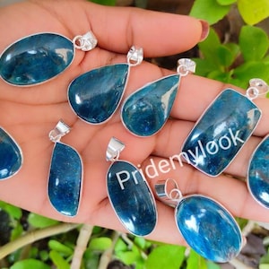 Pietra di palma di apatite naturale, lotto di ciondoli con castone, apatite placcata in argento 925, forme e dimensioni miste, pietra preziosa a goccia di diaspro, gioielli