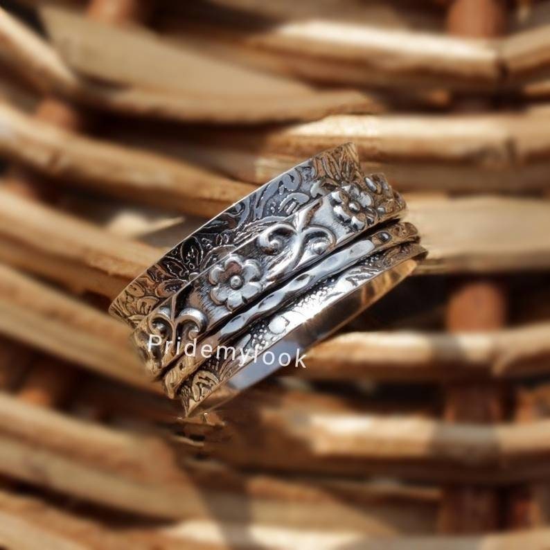 Wedding Ring Spinning Ring Ring For Women Silver Boho Ring Stress Relieving Meditation Oxidized Spinner Ring Etsy Sale Anxiety Ring