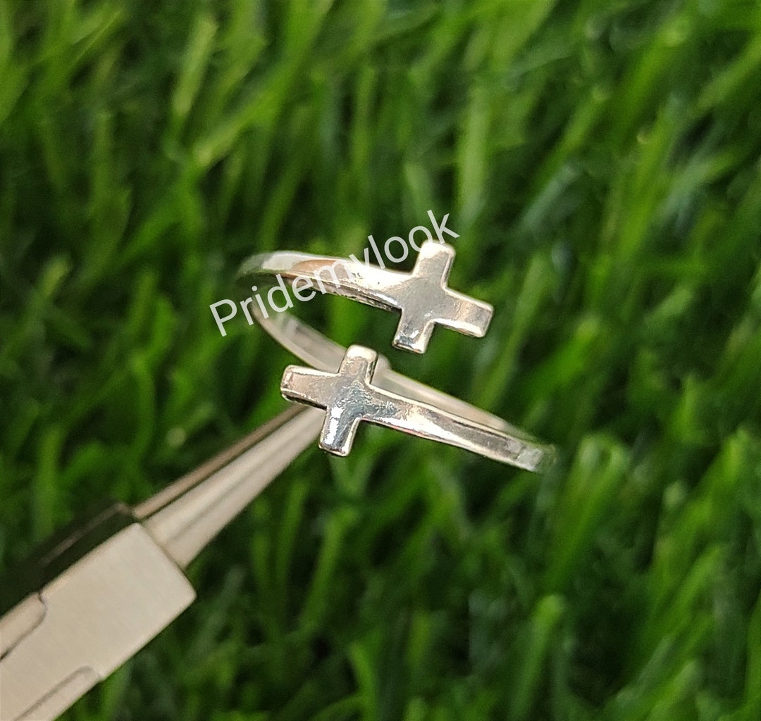 Cross Ring, Christian Ring, Adjustable Silver Ring for Woman, Cross