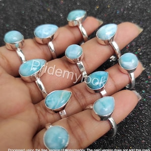 Natural Larimar Rings, Wholesale Larimar Rings, 925 Sterling Silver Rings, Bulk Gemstone Rings, Wholesale Jewelry Bulk Sale, Etsy Sale
