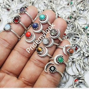 Rings Lot, Natural & Mix Gemstone Rings, hippie rings, Handmade Jewelry Ring, vintage Rings, bulk rings, chunky rings