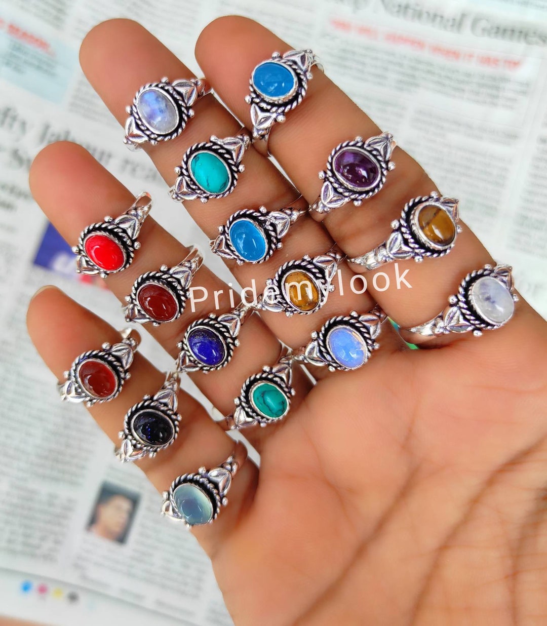 Handmade Colorful Turquoise Stone Ring – ArtGalleryZen