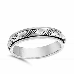 Silber Spinner Ring, Silber Angst Ring, Silber Zappeln Ring, 925 Sterling Silber Spinner Ring für Frauen und Männer, ADHS Angst Ring Spinner Bild 2