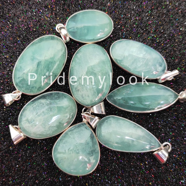 Natural Aquamarine Gemstone Pendant / Aquamarine Pendant / Bulk Jewellery / Wholesale Lot / 925 Sterling Silver Plated Pendant / Sale