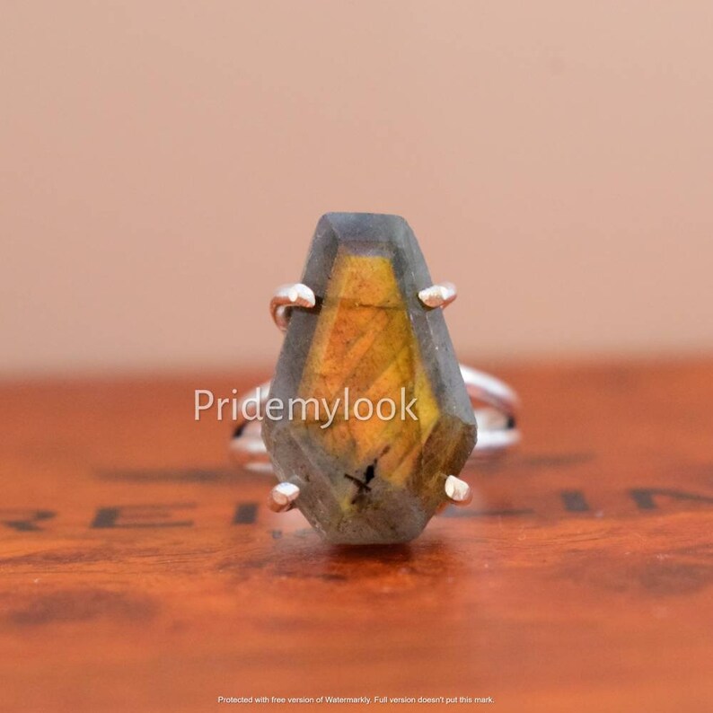 Women/'s Ring Jewelry,Gift Ring Ring for Woman Labradorite Coffin Ring,925 Sterling Silver Coffin Ring,Boho Ring Handmade Gemstone Ring