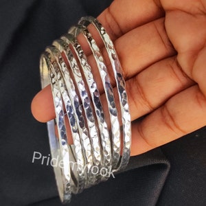 Dicke westindische Armreife, Set mit 7 Armreifen, Sterlingsilber-Armreifen, Armreifen, Westindische Silber-Armreifen, Silber Boho-Armreifen für Frauen