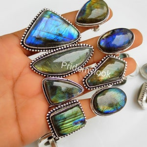 Labradorite Rings Lot, Bulk Handmade Jewelry, Fashion Rings, Hippie Rings, Crystal Rings, Chunky Rings, Boho Rings, Wholesale Rings lot,