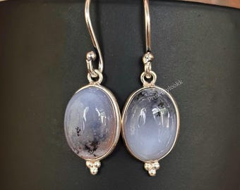 Handmade Dendritic Opal Earrings: Sterling Silver Boho Earrings, Mother's day Gift