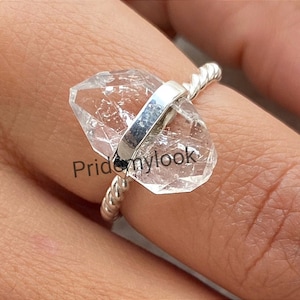 Natural Herkimer Diamond Ring, 925 Sterling Silver, Handmade Ring, Promise Ring, Meditation Ring, Herkimer Diamond Ring, Gift For Her, Rings