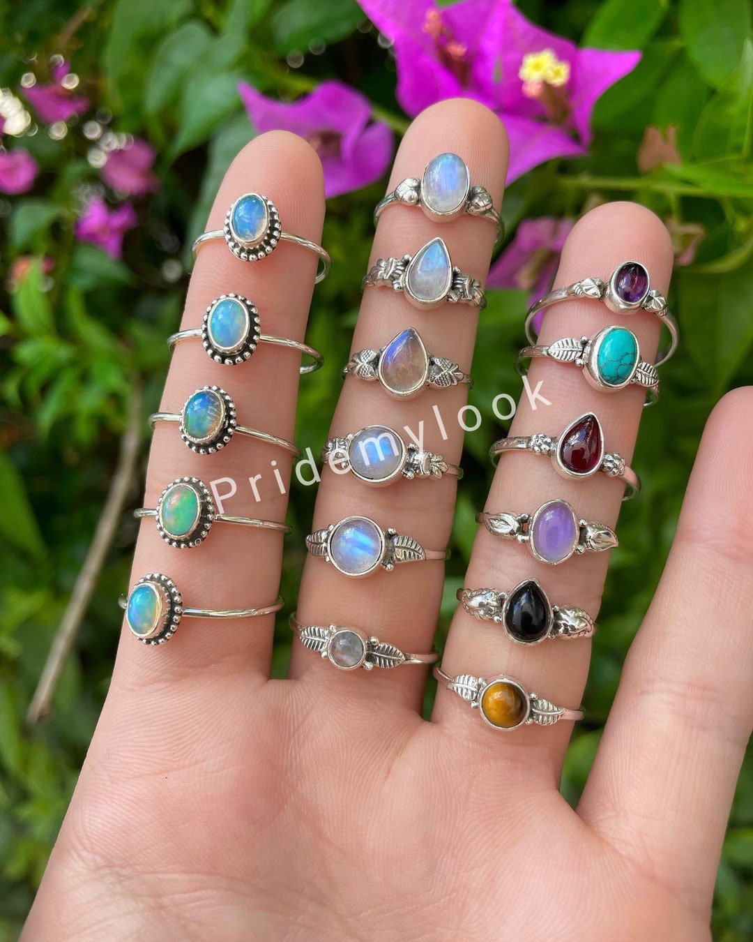Natural Ethiopian Opal Rings, Wholesale Rings, Bulk Mix Gemstone Rings