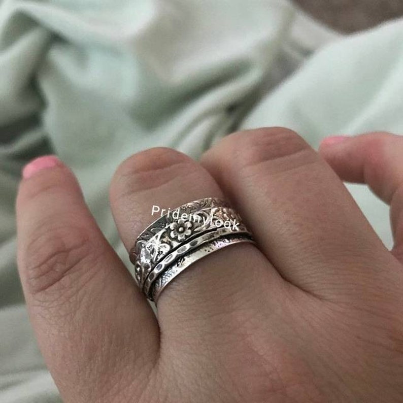 Wedding Ring Spinning Ring Ring For Women Silver Boho Ring Stress Relieving Meditation Oxidized Spinner Ring Etsy Sale Anxiety Ring