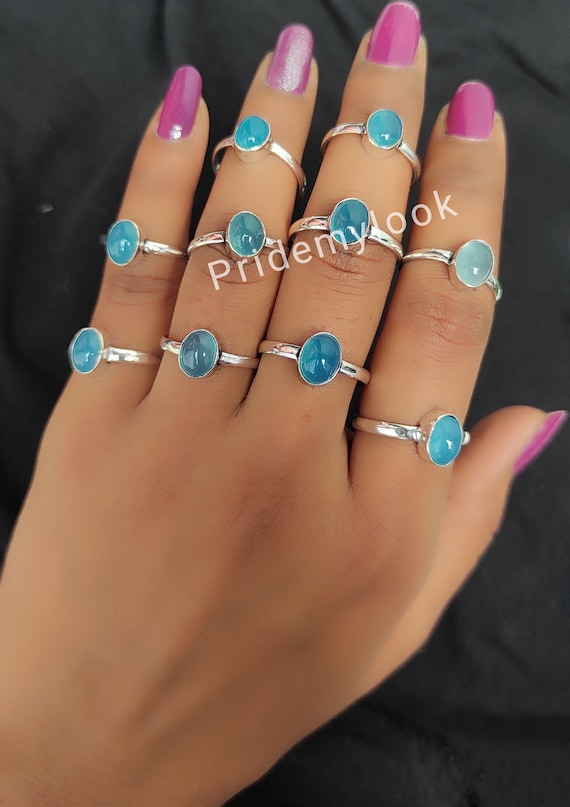 Sale Wholesale Gemstone Rings Lot Bulk Chalcedony Rings for Women