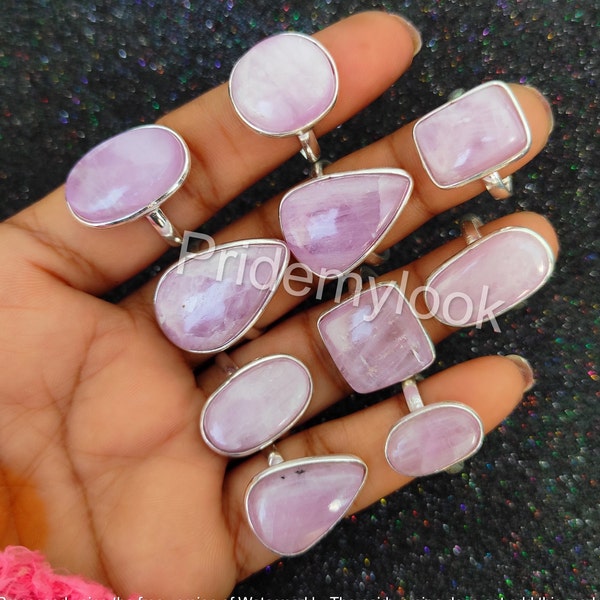 Kunzite Rings Lot, Wholesale Kunzite Rings, Bezel Kunzite Rings, Wholesale Jewelry, 925 Sterling Silver Plated Bulk Rings, Etsy Cyber Sale