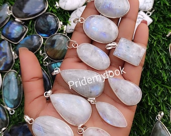 Rainbow Moonstone Pendants, Wholesale Moonstone Pendants, Bulk Moonstone Pendants, Rainbow Moonstone Pendants, Mix shape & Size, Etsy Sale