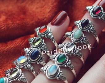 Wholesale Rings Lot, Natural Mix  Gemstone Rings for Women, Dainty Rings, Wholesale Jewelry, 92.5 Sterling Silver Plated Rings, SZ- 5 to 11