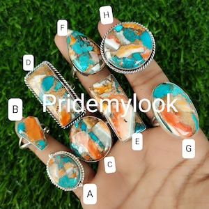 Anel Oyster Turquoise, Anel Cobre Turquesa, Anel Prata Esterlina 925, Anel Boho Turquesa, Anel Declaração, Anel para Mulheres, Anel Promessa