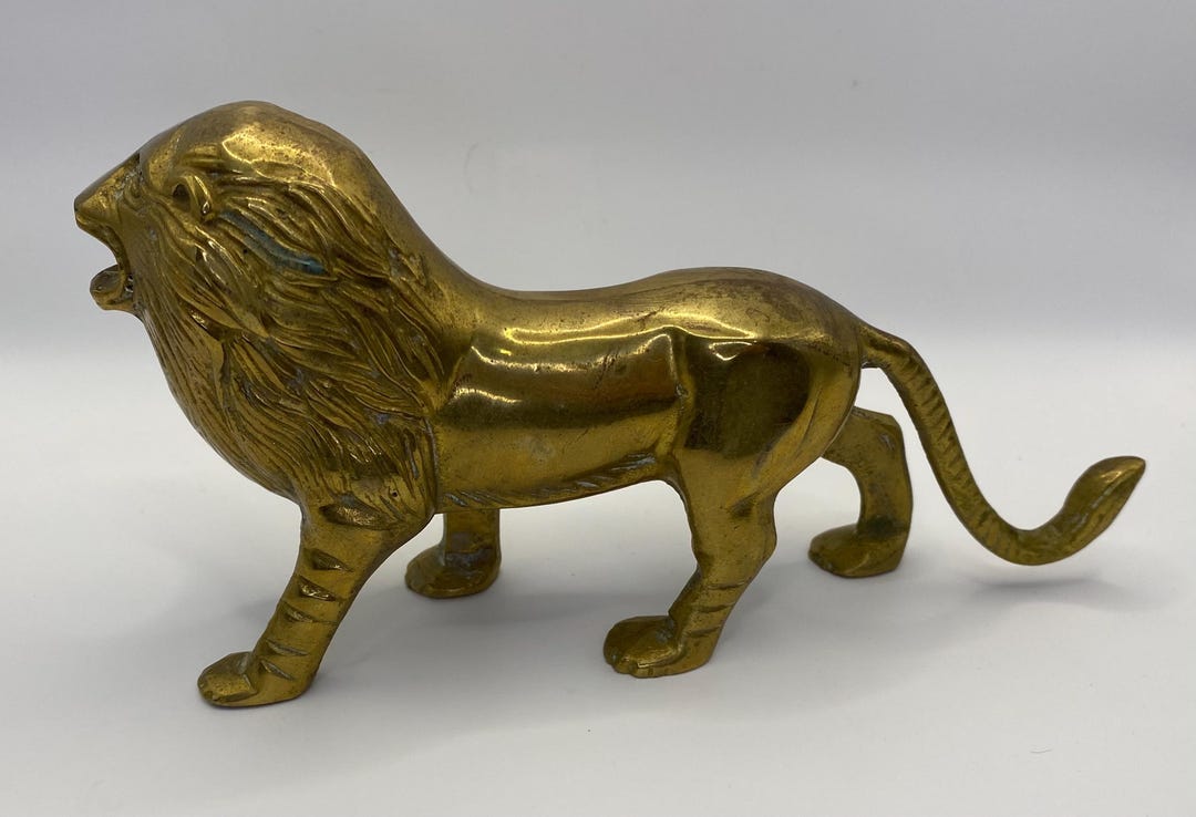 Vintage BRASS LION King of the Beasts Roar MCM - Etsy