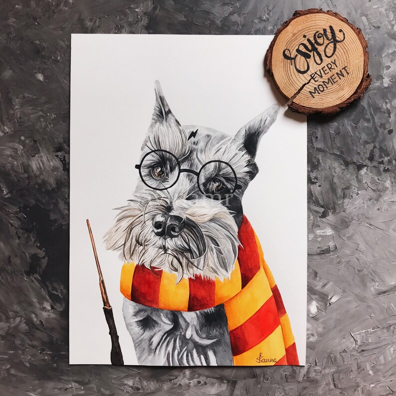 Custom pet portrait Harry Potter Christmas gift Custom dog portrait Gift dog mom Harry Potter pet portrait Gryffindor gifts