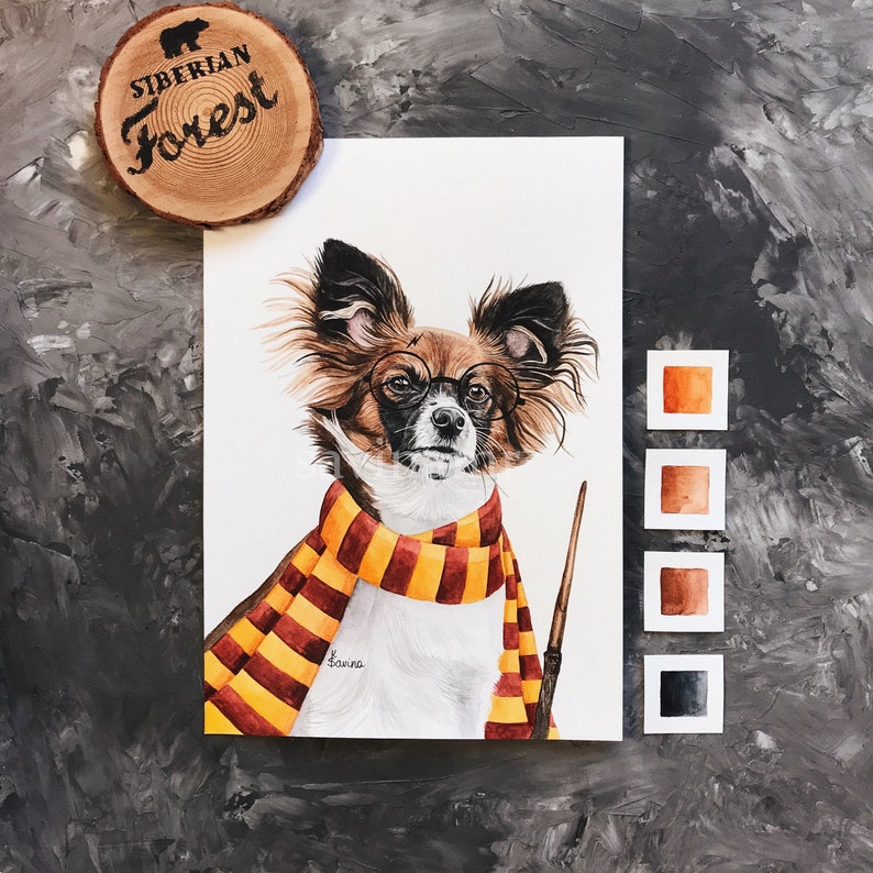Custom pet portrait Harry Potter Christmas gift Custom dog portrait Gift dog mom Harry Potter pet portrait Gryffindor gifts