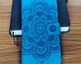 Embossed Mandala Floral iPhone Wallet Case with Wristlet