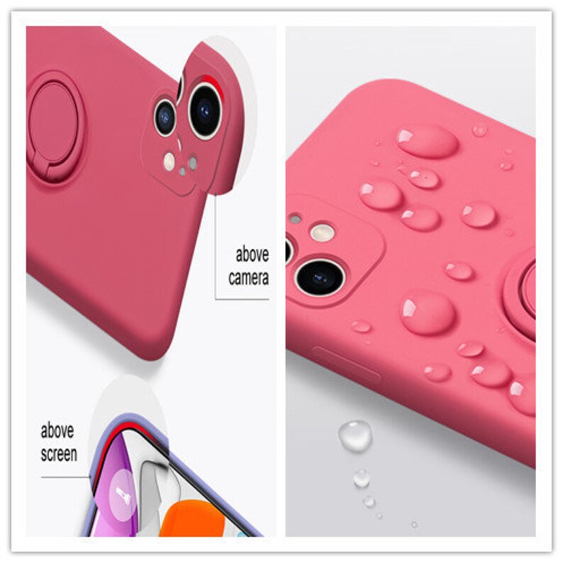 May include: Pink phone case with a raised textured design and a clear camera lens cover. The case has a ring holder on the back.
