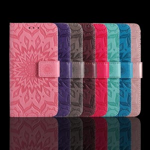 Mandala Phone Wallet Case with Wristlet Strap: Personalized iPhone & Galaxy