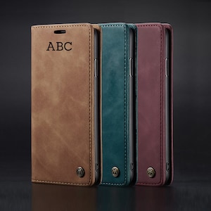 Initiale personnalisée coque pour Samsung Galaxy S24 Plus S23 FE S22 S21 S20 rétro porte-cartes coque de téléphone pour Samsung Galaxy portefeuille