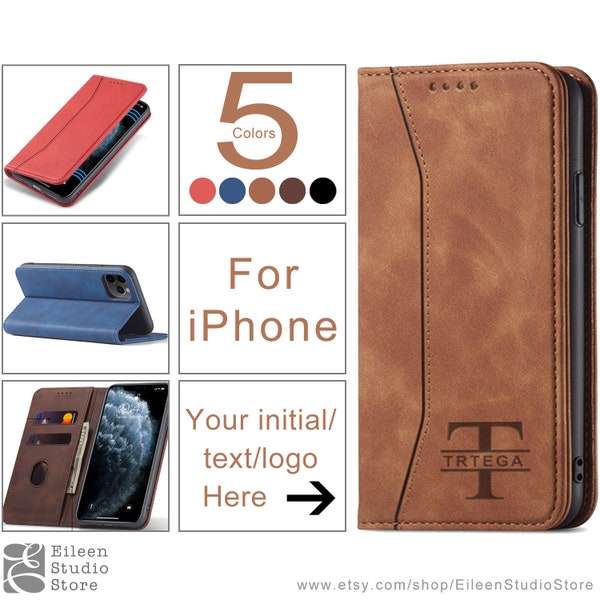 Personalized Case For iPhone 15 Pro Max 14 Pro 13 Plus XS Max X XR Retro Leather Card Holder Phone Case iPhone 12 11 Pro Luxury Wallet Case