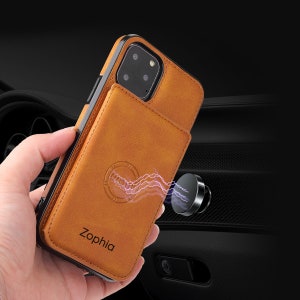 Funda tipo cartera con iniciales para Samsung Galaxy S24 Ultra S23 Plus S22 S20 iPhone 16 Pro 15 Plus 14 Pro, carcasa trasera con tarjetero magnético
