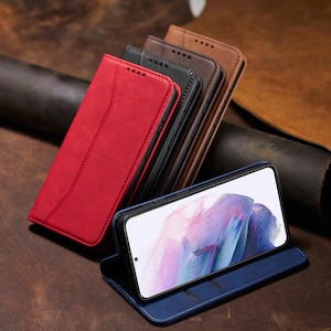 For Samsung Galaxy Wallet Case: Magnetic PU Leather Phone Cover
