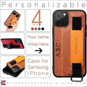 Capa porta-cartões personalizada para iPhone 15 14 Pro Max 13 12 X XR XS Samsung Galaxy S24 S23 capa traseira tipo carteira com alça de pulso capa para celular