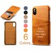 Personalized leather card holder case for iPhone 6 6s 7 8 Plus X XR XS Max 11 Pro Max wallet back case Samsung Note 8 9 phone cover engraved 