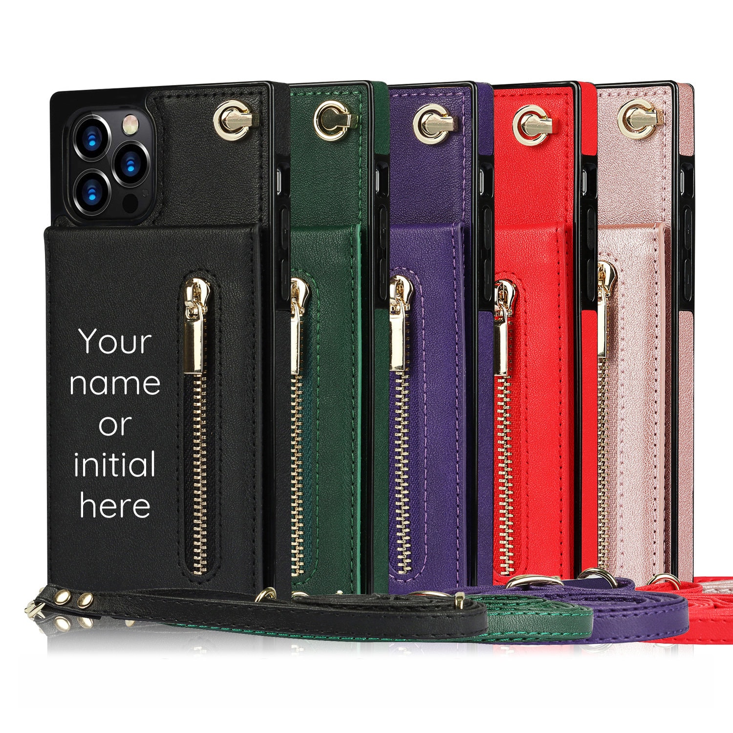 Personalized Phone Wallet Case with Crossbody Strap