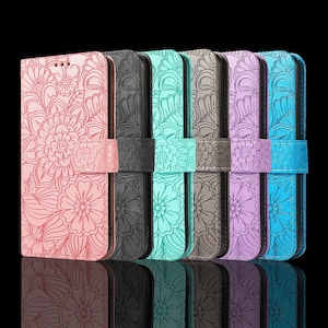 Étui pour téléphone personnalisé avec porte-cartes pour Samsung Galaxy S24 Ultra S23 Plus S21 A72 portefeuille pour téléphone à fleurs iPhone 15 Pro Max 14 13 Pro 12 Plus