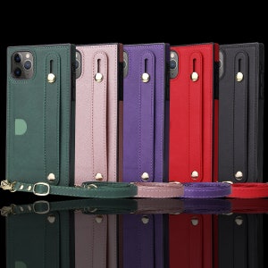 Capa com alça e suporte para cartão para iPhone 16 Pro Max, 15 Pro, 14, 13, 11 XR, Samsung S25 Ultra e S24, capa traseira com alça longa transversal