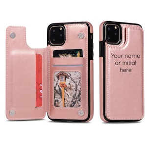 Capa porta-cartões personalizada para iPhone 16 Pro Max 15 13 12 XR XS Capa tipo carteira Samsung Galaxy S25 Ultra S23 Plus S22 S21 com gravação