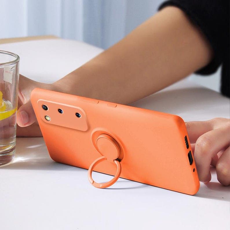 For iPhone Liquid Silicone Phone Case with Stand & Ring Holder image 1