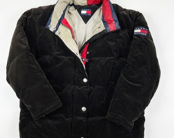 tommy jeans flag velour puffer