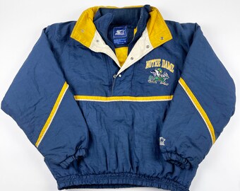 Vintage 90s Logo 7 Notre Dame University Fighting Irish Kangaroo Pullover Winter coat with collapsible hood
