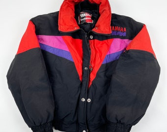 Vtg 1990s Motorsports Coat USA Ladies Colorblock Insulated Free Shipping Vintage 90s Yamaha Racing Jacket Womens Medium