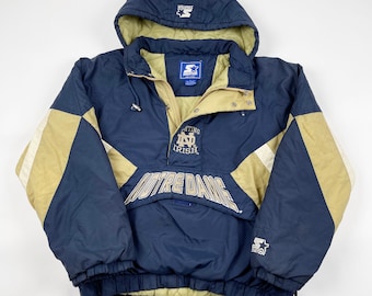Vintage 90s Logo 7 Notre Dame University Fighting Irish Kangaroo Pullover Winter coat with collapsible hood