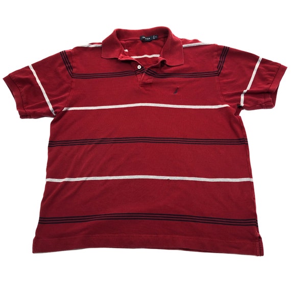Nautica Rugby Polo Shirt Mens XL Red 