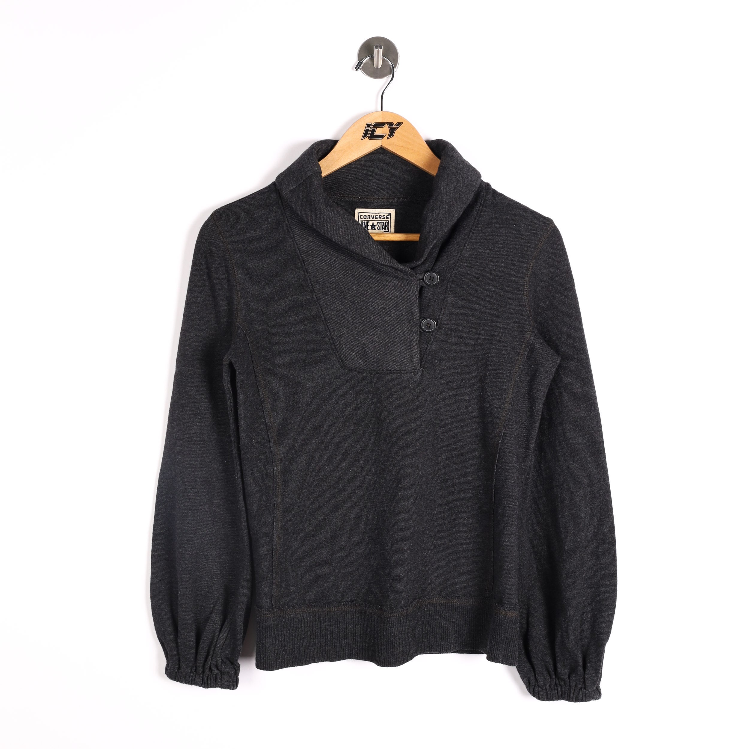 Converse Cowl Neck Sweater Women s Small Grey Ladies Pullover Cowl Neck