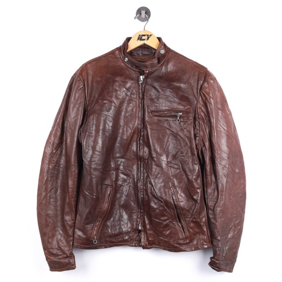Vintage Schott Leather Jacket / Mens Large / Brown - image 1