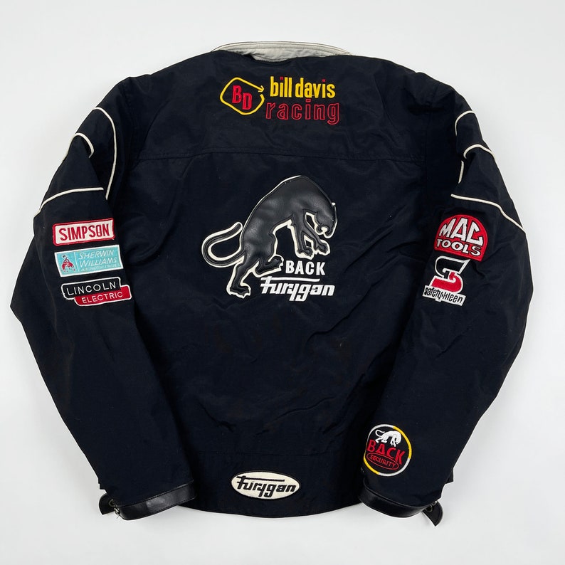 Vintage Furygan Racing Jacket Vtg Y2K Motorcycle NASCAR Nextel Cup Series Coat Black USA Rare Racer Mens Small
